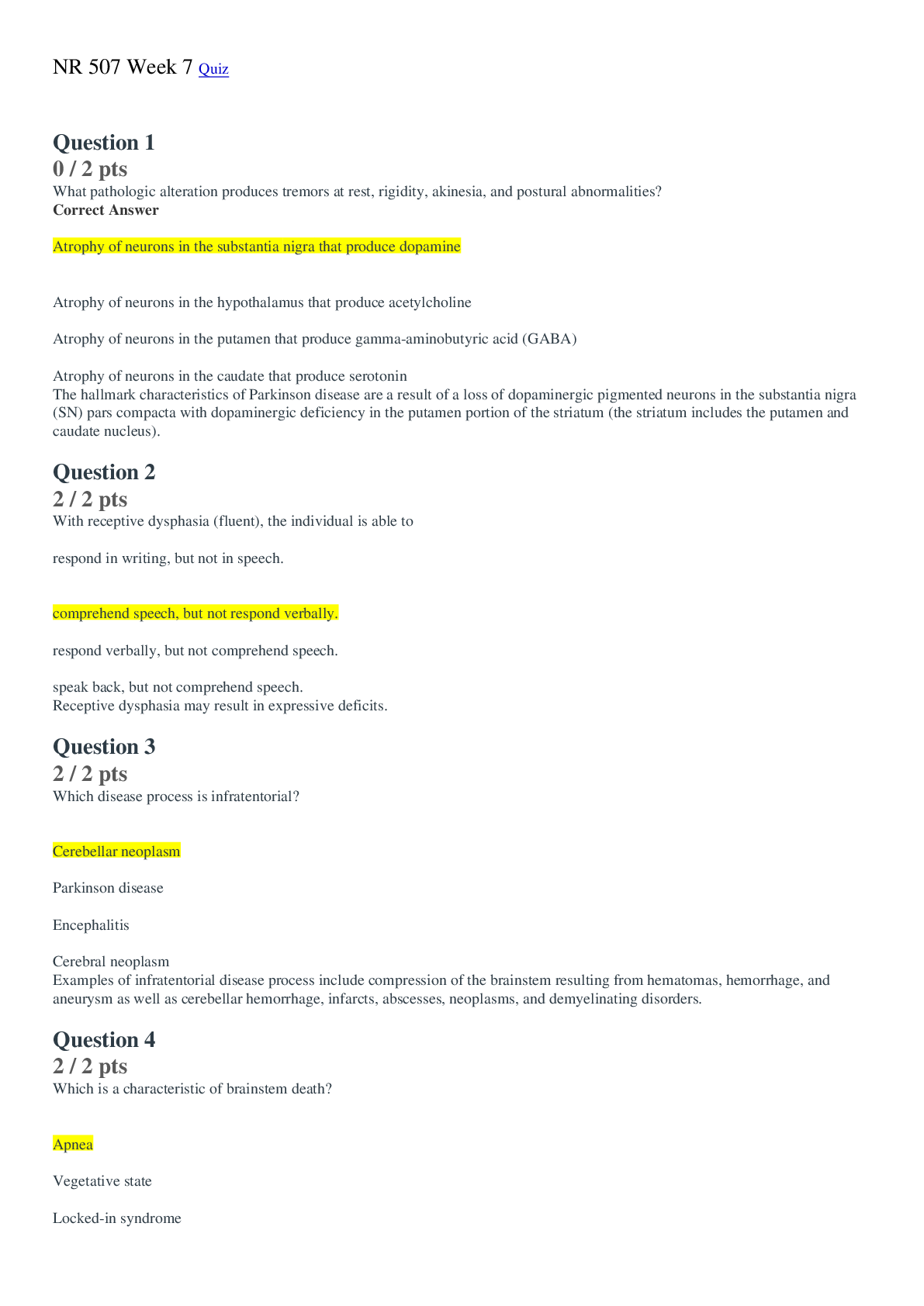 Preview image for NR 507 Week 7 Quiz 2 – Advanced Pathophysiology